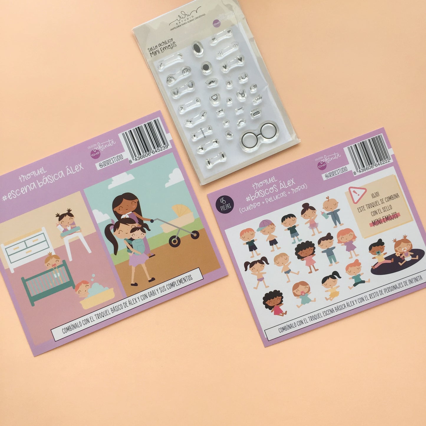 PACK ALEX ( 2 TROQUELES + SELLO MINI EMOJIS) - COL. INFINITA - SCRAPBOOKING