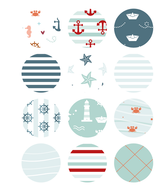 PAPELES MINI ESTAMPADOS MARINERO - BBC Y EVENTOS - COLEC. INFINITA - SCRAPBOOKING