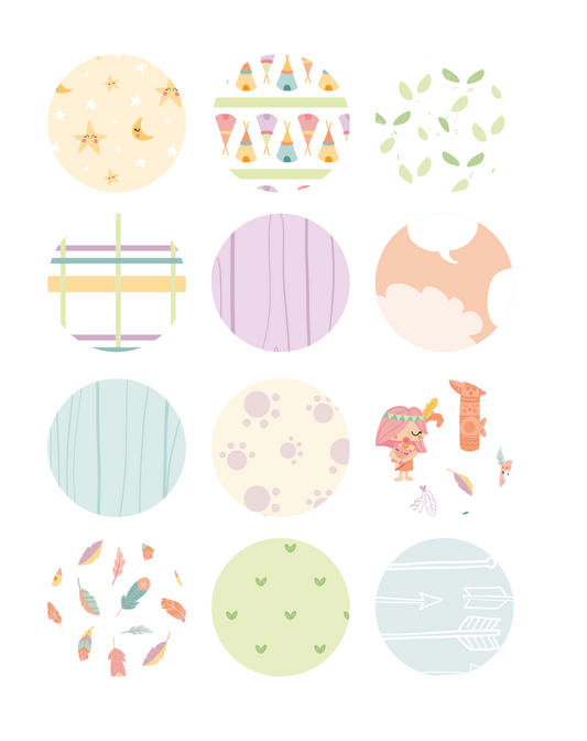 PAPELES MINI ESTAMPADOS PEQUEÑO TIPI - COLEC. INFINITA - SCRAPBOOKING