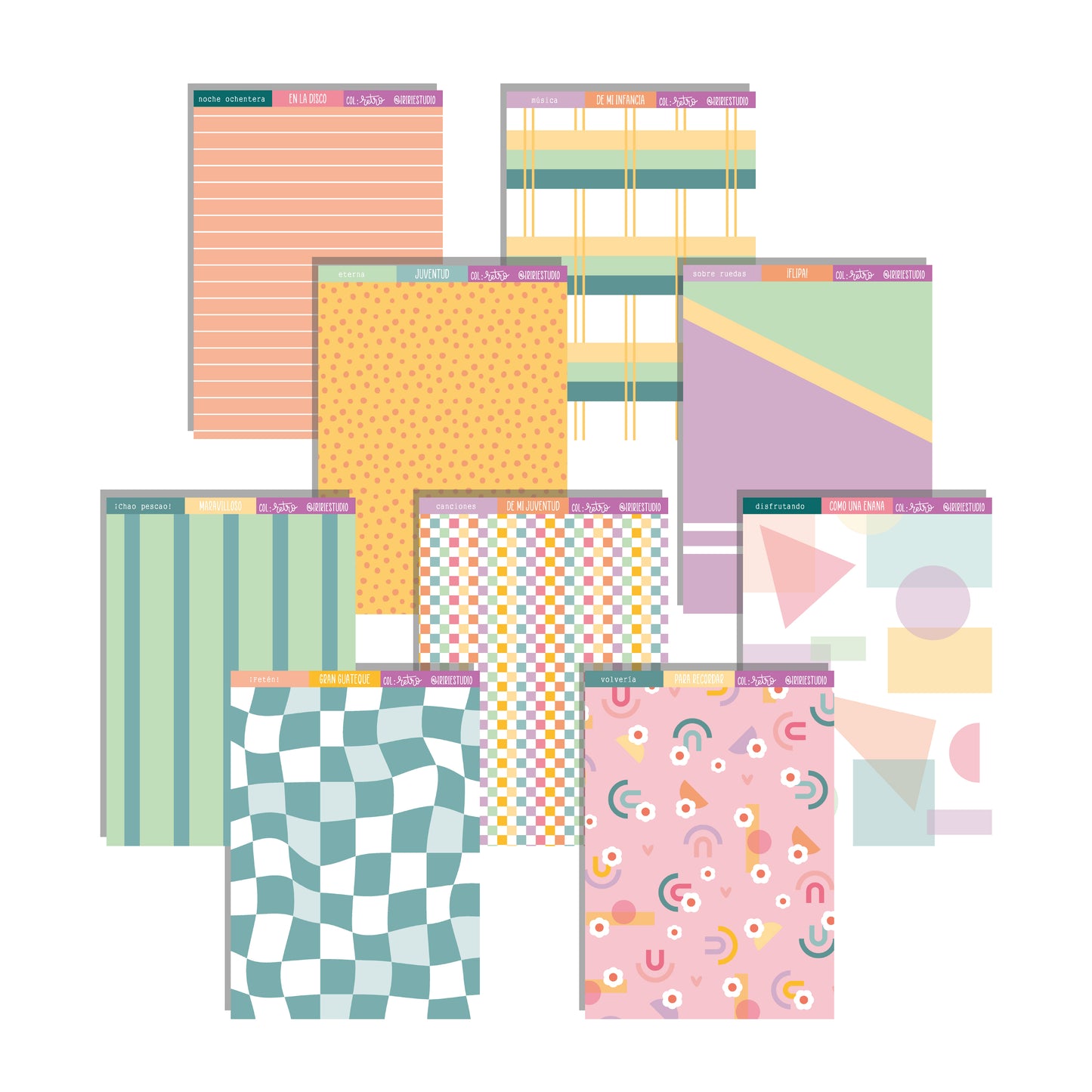 KIT 18 PAPELES DELOREAN 6X8" - RETRO - SCRAPBOOKING