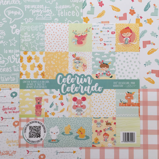 KIT 20 PAPELES COLORÍN COLORADO 12x12" - - SCRAPBOOKING