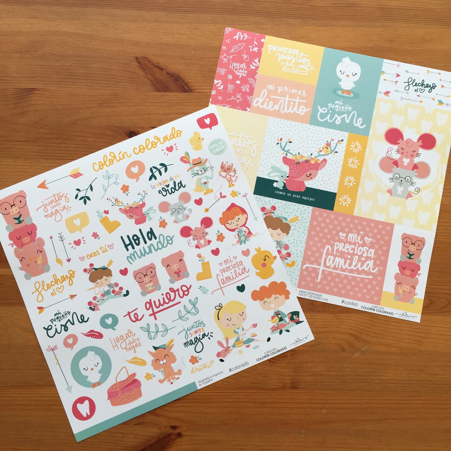 KIT 20 PAPELES COLORÍN COLORADO 12x12" - SCRAPBOOKING