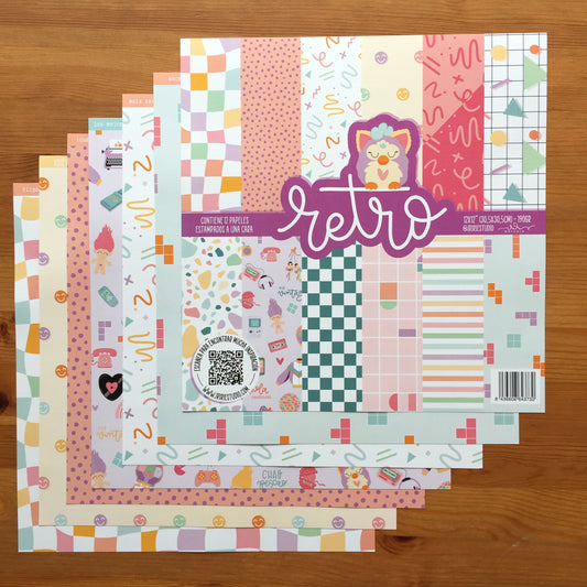 KIT 12 PAPELES RETRO - 12X12" 1 CARA - SCRAPBOOKING