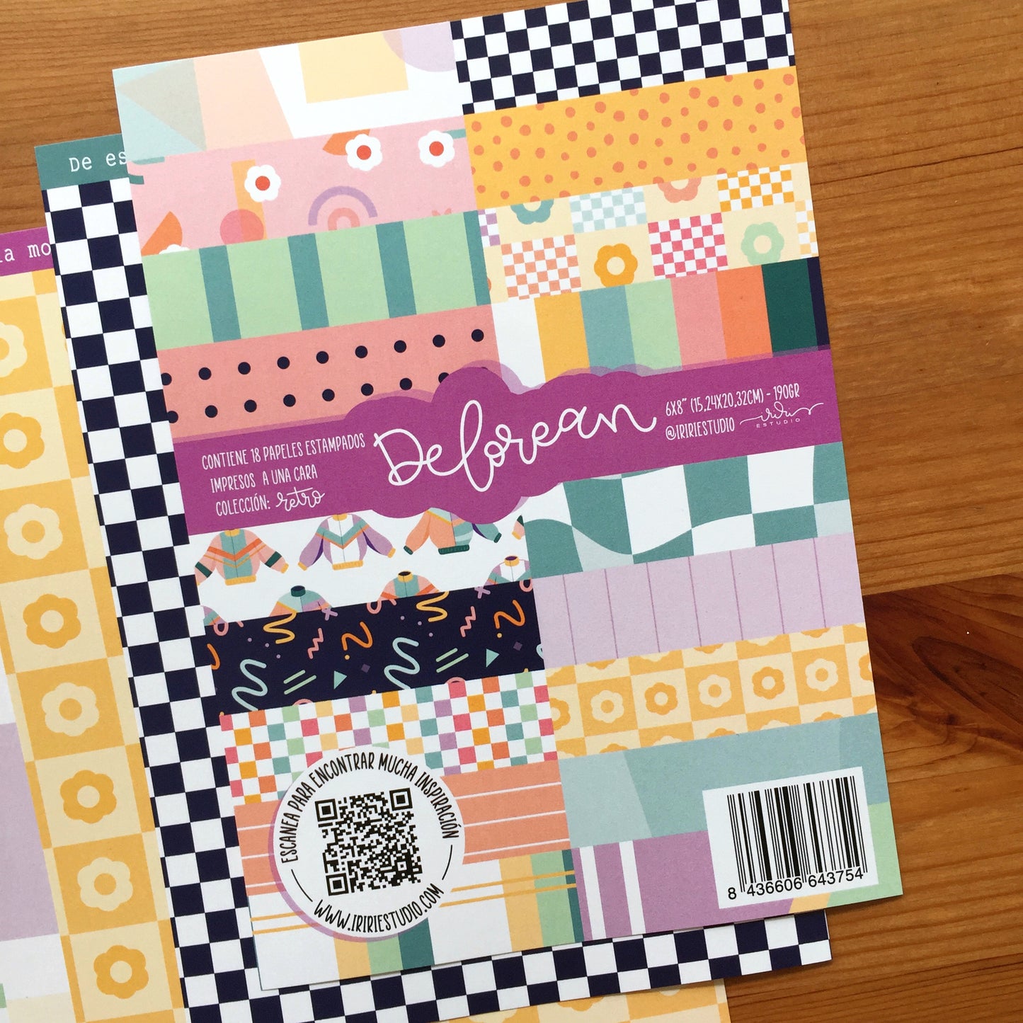 KIT 18 PAPELES DELOREAN 6X8" - RETRO - SCRAPBOOKING