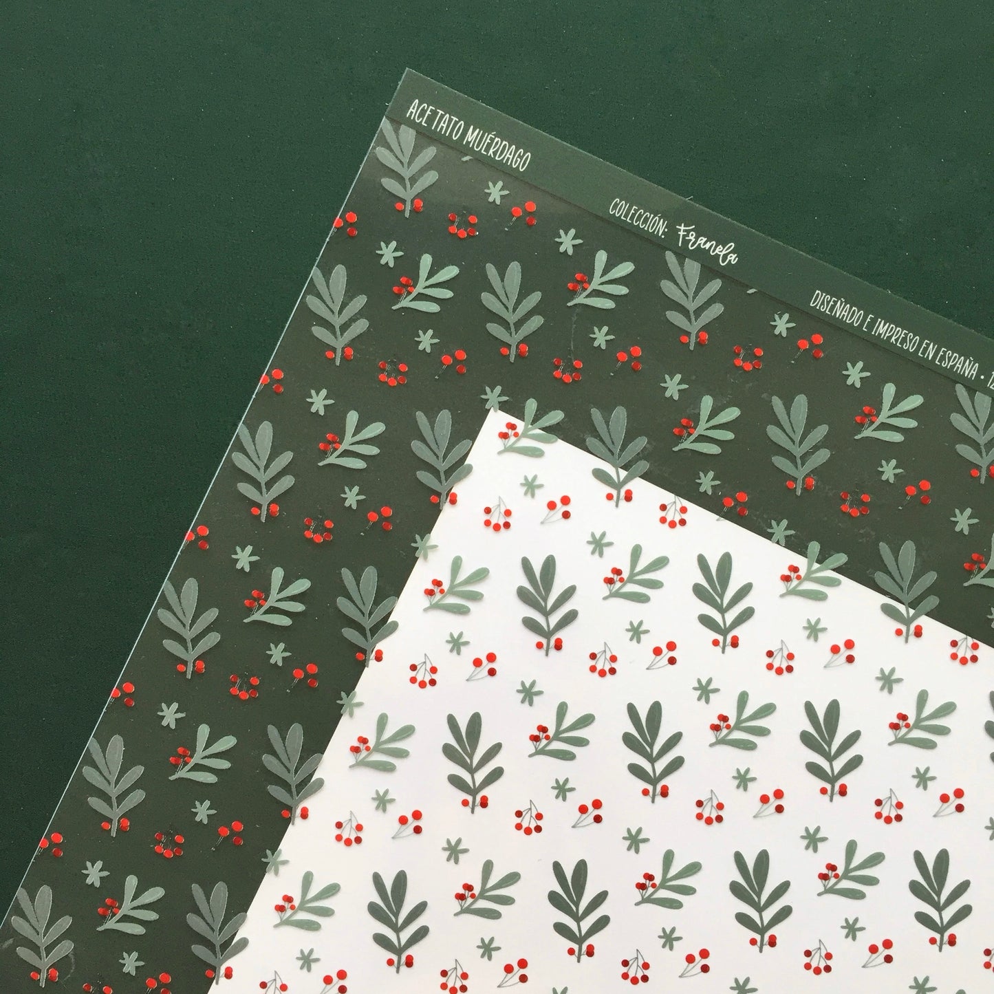 ACETATO MUÉRDAGO - FRANELA - SCRAPBOOKING