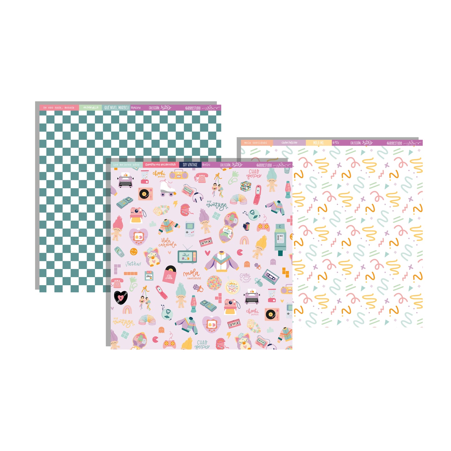 KIT 12 PAPELES RETRO - 12X12" 1 CARA - SCRAPBOOKING