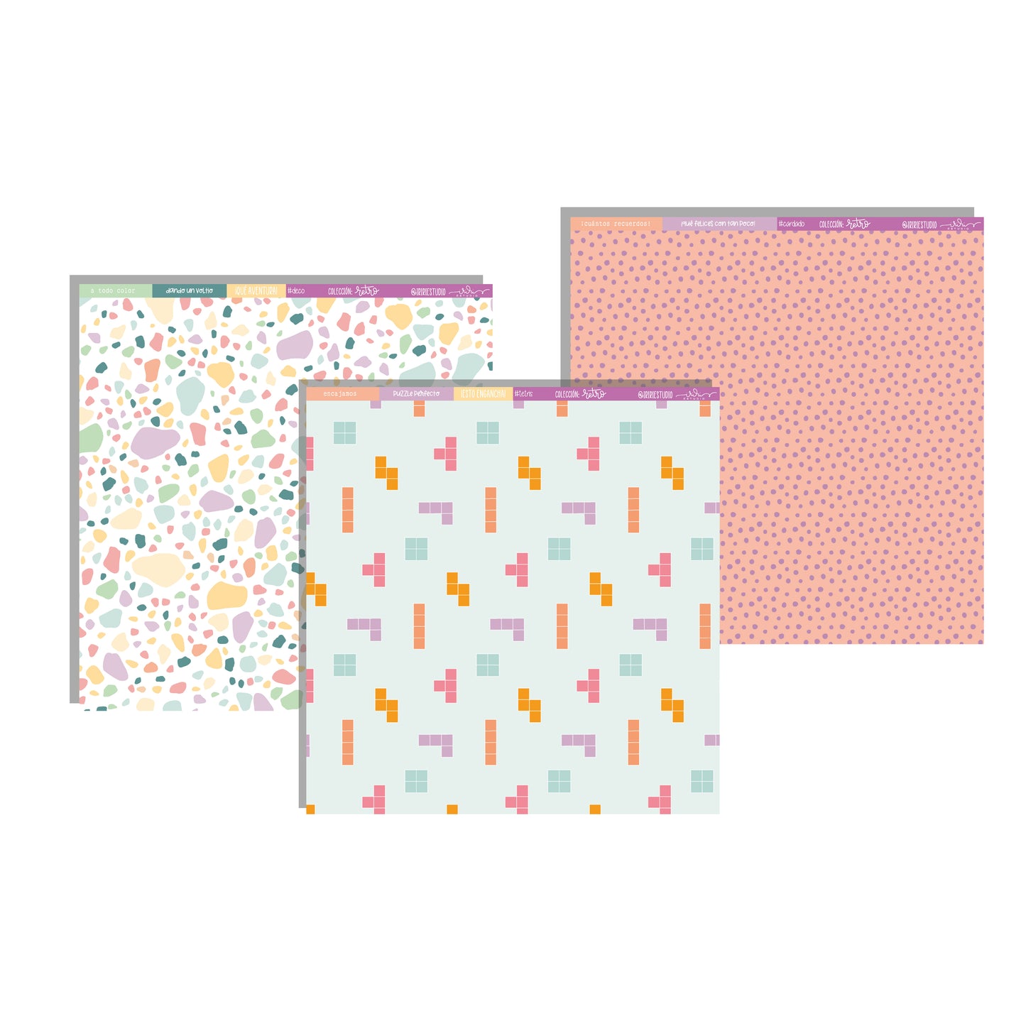 KIT 12 PAPELES RETRO - 12X12" 1 CARA - SCRAPBOOKING