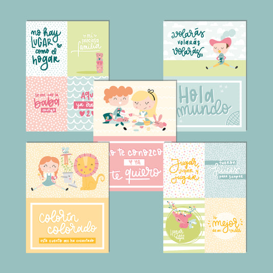 PACK TARJETAS ÉRASE UNA VEZ - COLORÍN COLORADO - REPO BAJO PEDIDO - SCRAPBOOKING