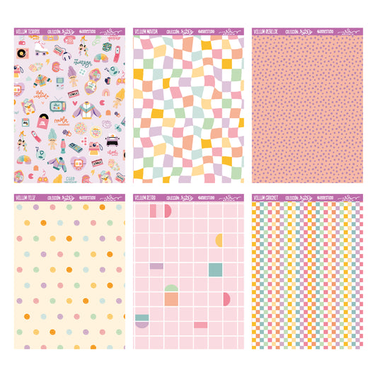 PACK 6 VELLUMS RETRO - SCRAPBOOKING