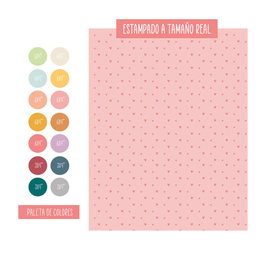 PAPELES MINI ESTAMPADOS CORAZONES - COLEC. INFINITA - SCRAPBOOKING