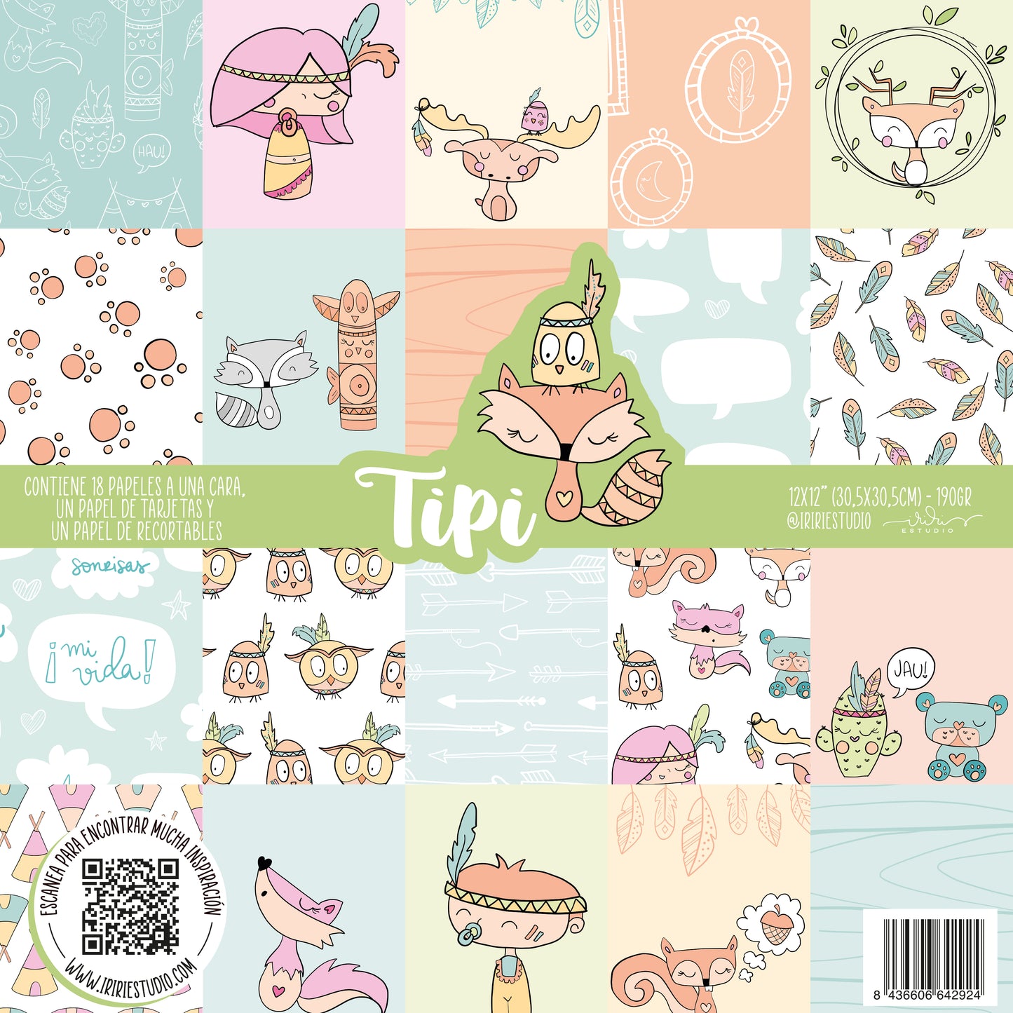 KIT 20 PAPELES TIPI 12X12" - REPO BAJO PEDIDO - SCRAPBOOKING