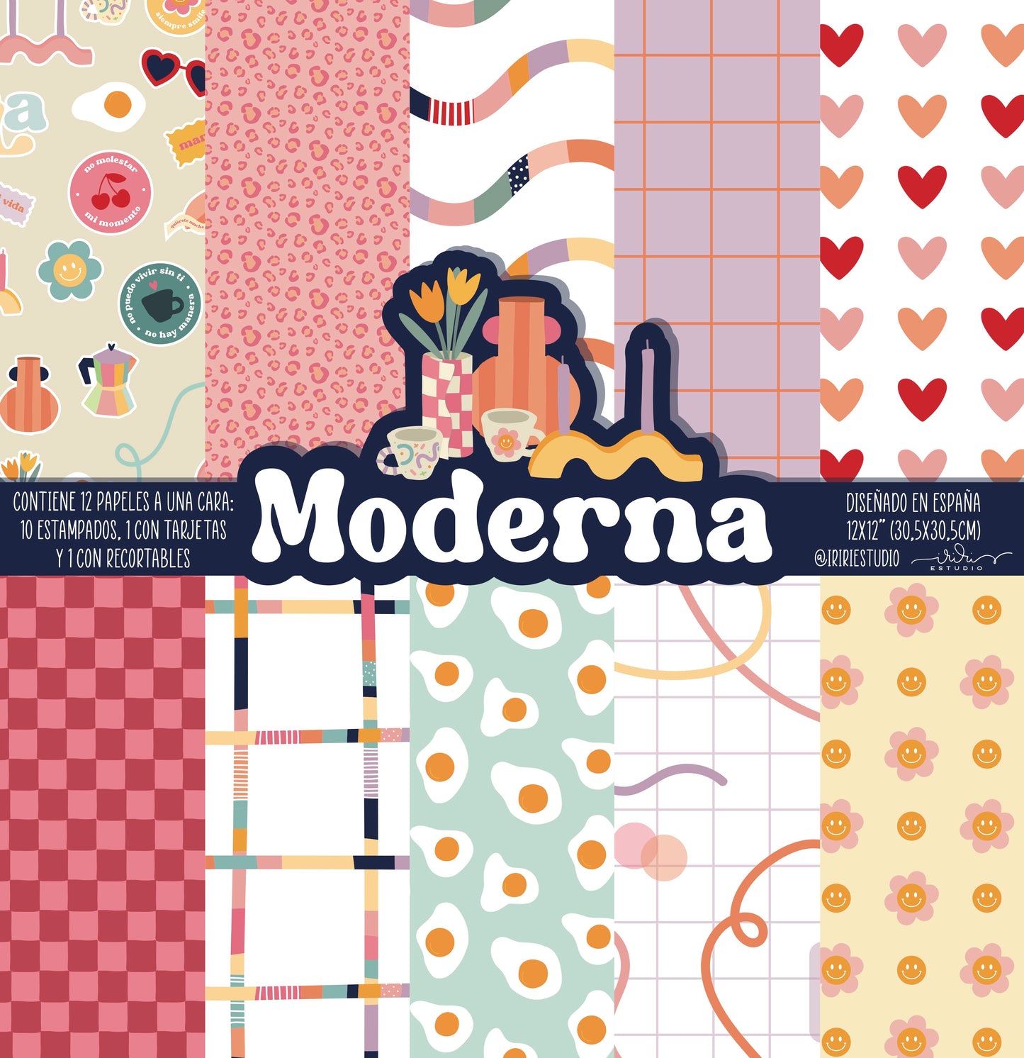 RESERVA KIT 12 PAPELES MODERNA - 12X12" 1 CARA - REPO BAJO PEDIDO - SCRAPBOOKING