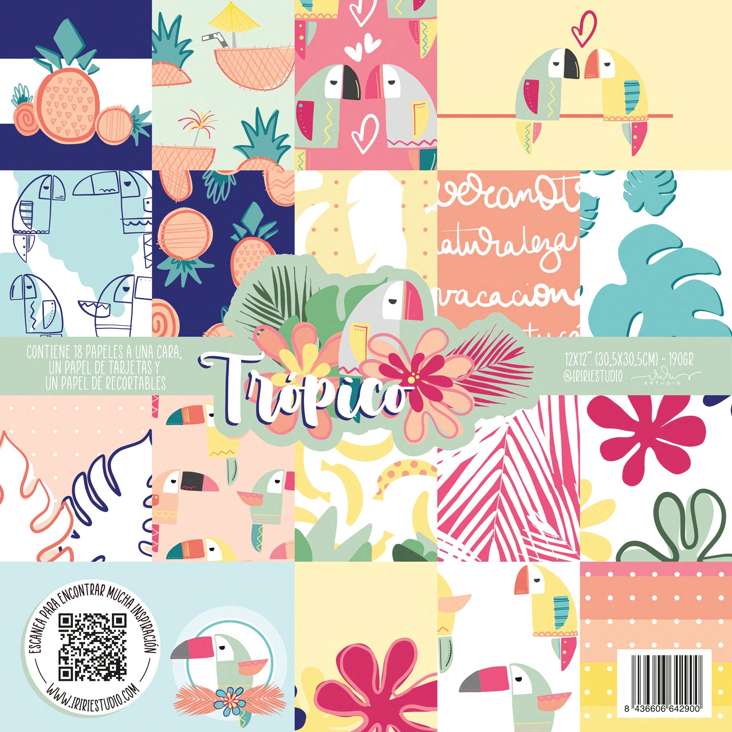 KIT 20 PAPELES TRÓPICO 12X12" - REPO BAJO PEDIDO - SCRAPBOOKING