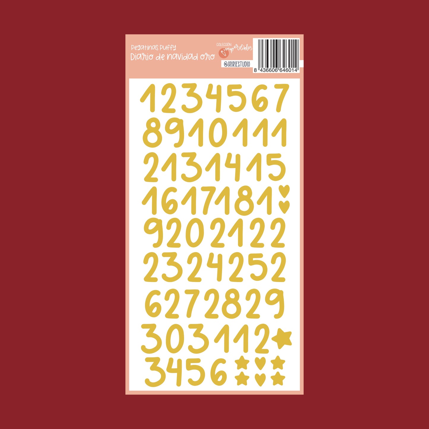 RESERVA PEGATINAS PUFFY DIARIO DE NAVIDAD ORO - FRANELA - IMPERDIBLES - SCRAPBOOKING