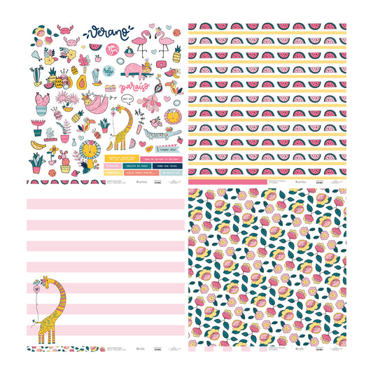 KIT 20 PAPELES SAMBA 12X12" - REPO BAJO PEDIDO - SCRAPBOOKING