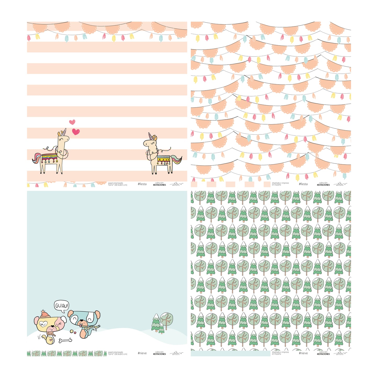 KIT 20 PAPELES 4 ESTACIONES 12X12" - REPO BAJO PEDIDO - SCRAPBOOKING
