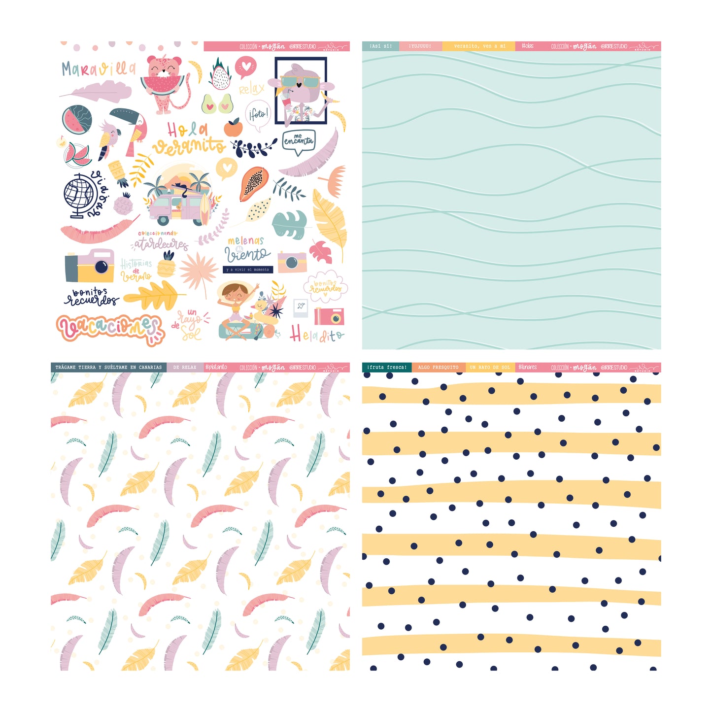 KIT 20 PAPELES MOGÁN 12X12" - COLEC. FÉNIX - REPO BAJO PEDIDO - SCRAPBOOKING