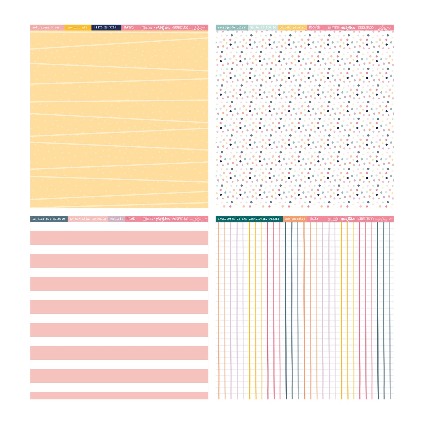 KIT 20 PAPELES MOGÁN 12X12" - COLEC. FÉNIX - REPO BAJO PEDIDO - SCRAPBOOKING