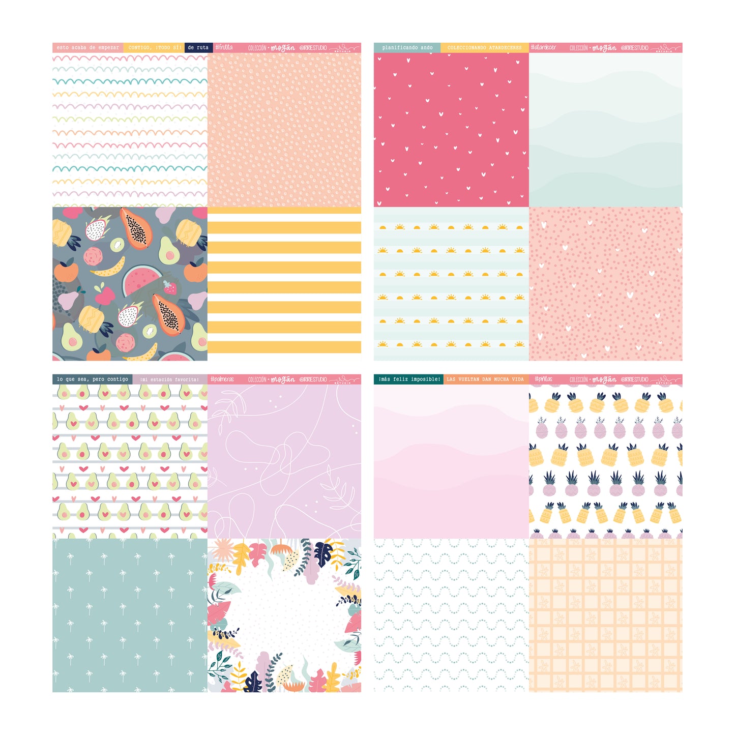 KIT 20 PAPELES MOGÁN 12X12" - COLEC. FÉNIX - REPO BAJO PEDIDO - SCRAPBOOKING