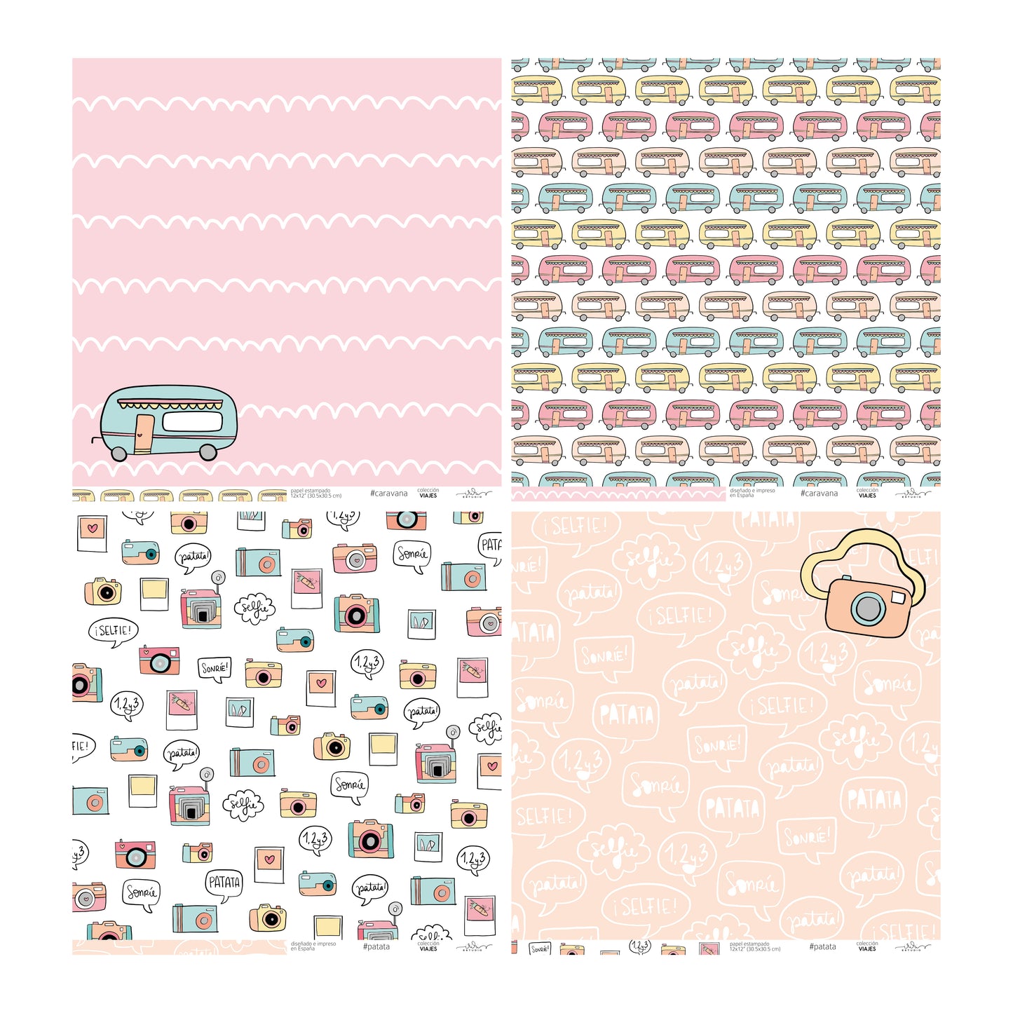 KIT 20 PAPELES VIAJES 12X12" - REPO BAJO PEDIDO - SCRAPBOOKING