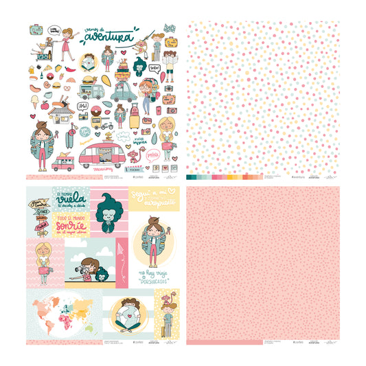 KIT 20 PAPELES AVENTURA 12X12" - REPO BAJO PEDIDO - SCRAPBOOKING