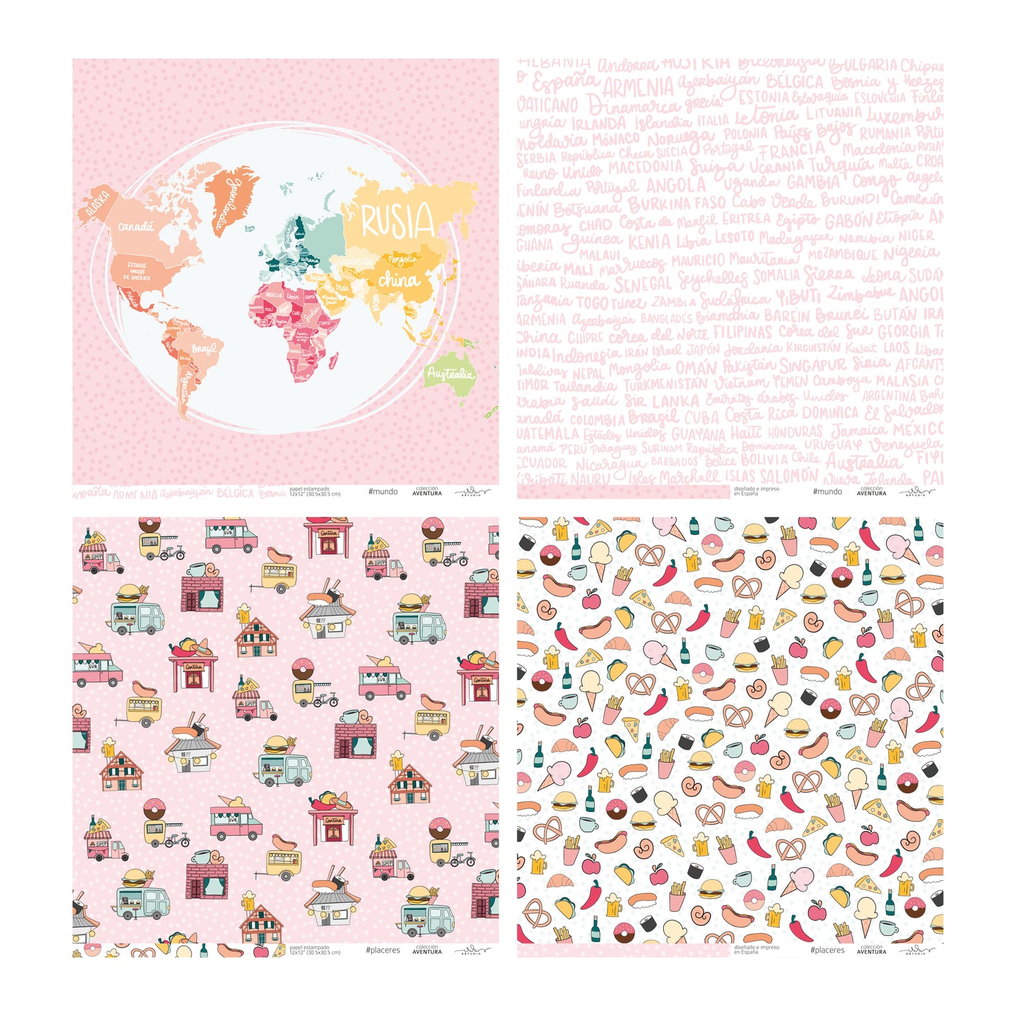 KIT 20 PAPELES AVENTURA 12X12" - REPO BAJO PEDIDO - SCRAPBOOKING