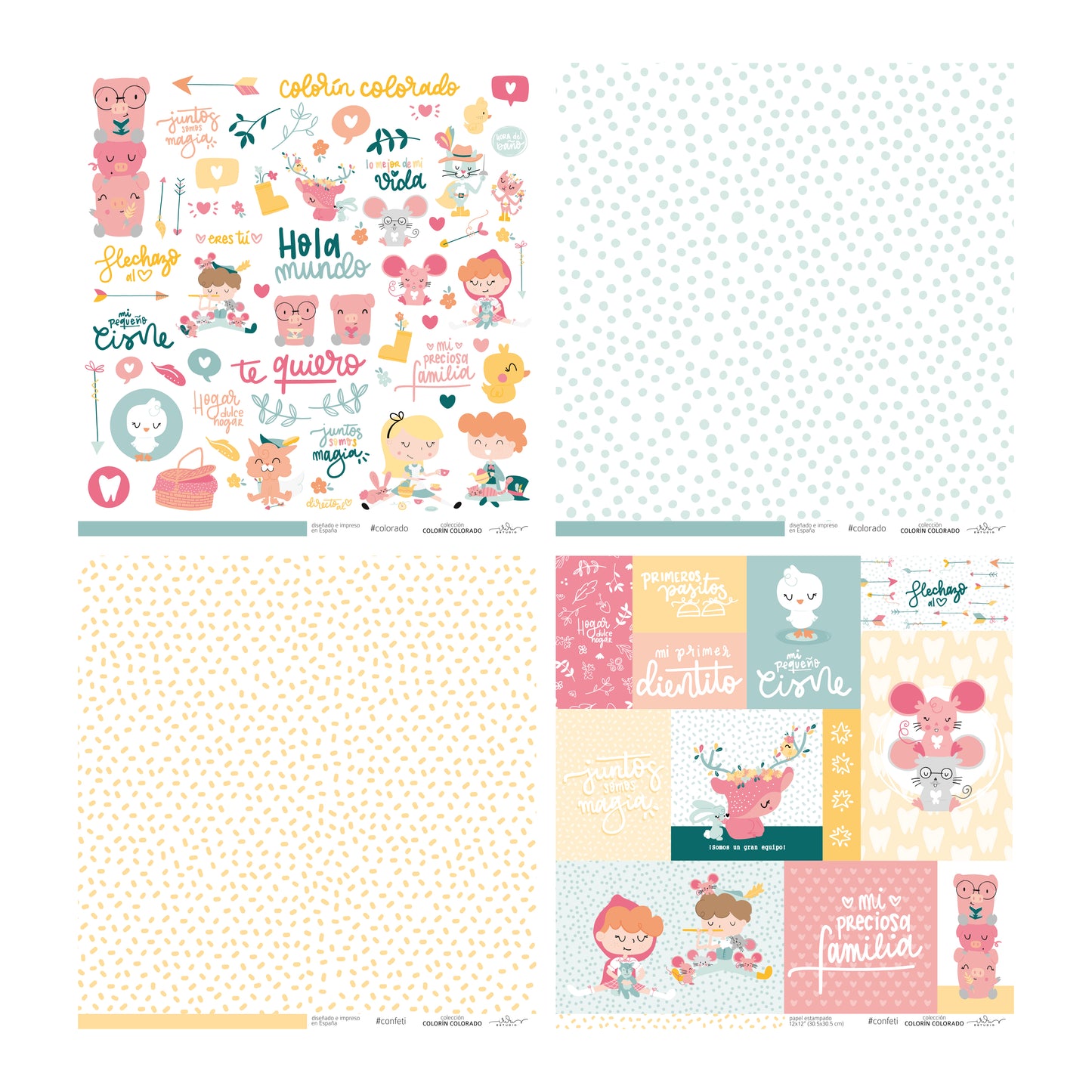 KIT 20 PAPELES COLORÍN COLORADO 12x12" - SCRAPBOOKING