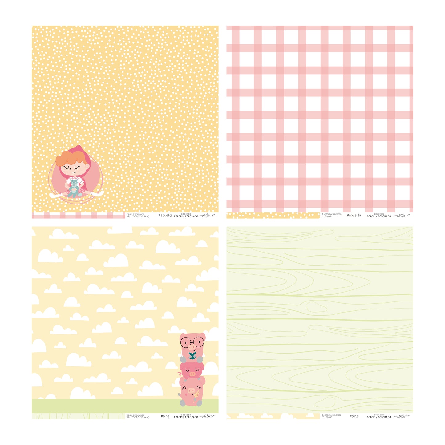 KIT 20 PAPELES COLORÍN COLORADO 12x12" - SCRAPBOOKING