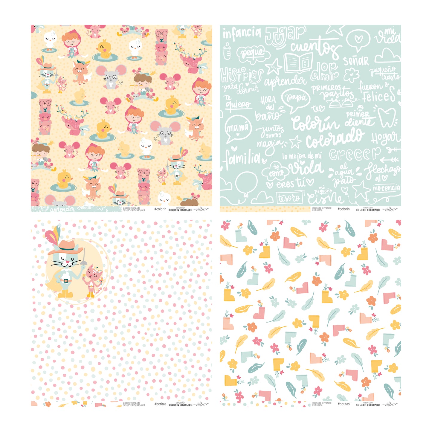KIT 20 PAPELES COLORÍN COLORADO 12x12" - SCRAPBOOKING