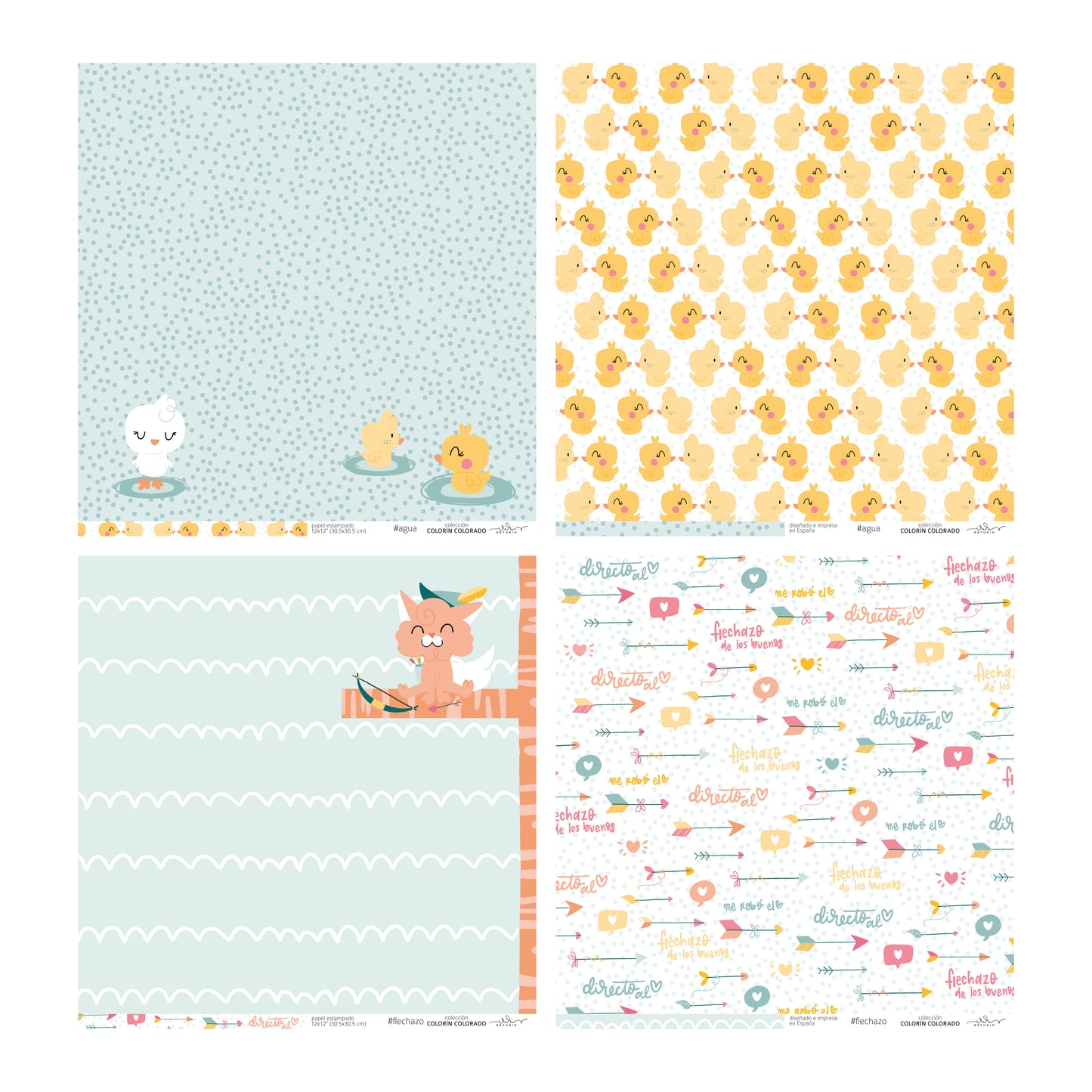 KIT 20 PAPELES COLORÍN COLORADO 12x12" - SCRAPBOOKING