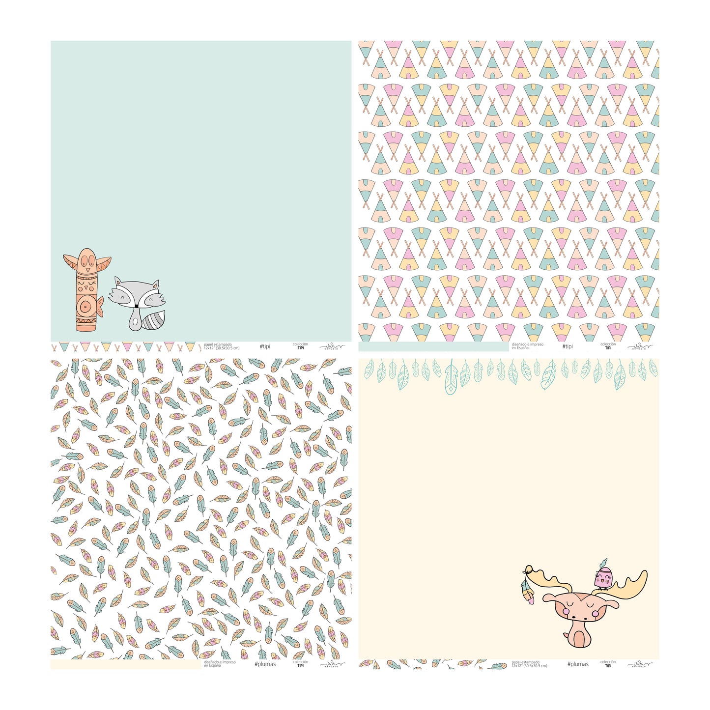 KIT 20 PAPELES TIPI 12X12" - REPO BAJO PEDIDO - SCRAPBOOKING