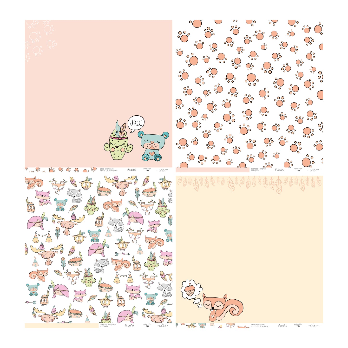 KIT 20 PAPELES TIPI 12X12" - REPO BAJO PEDIDO - SCRAPBOOKING