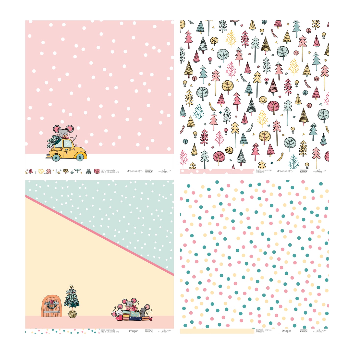 KIT 20 PAPELES TURRÓN 12X12" - REPO BAJO PEDIDO - SCRAPBOOKING