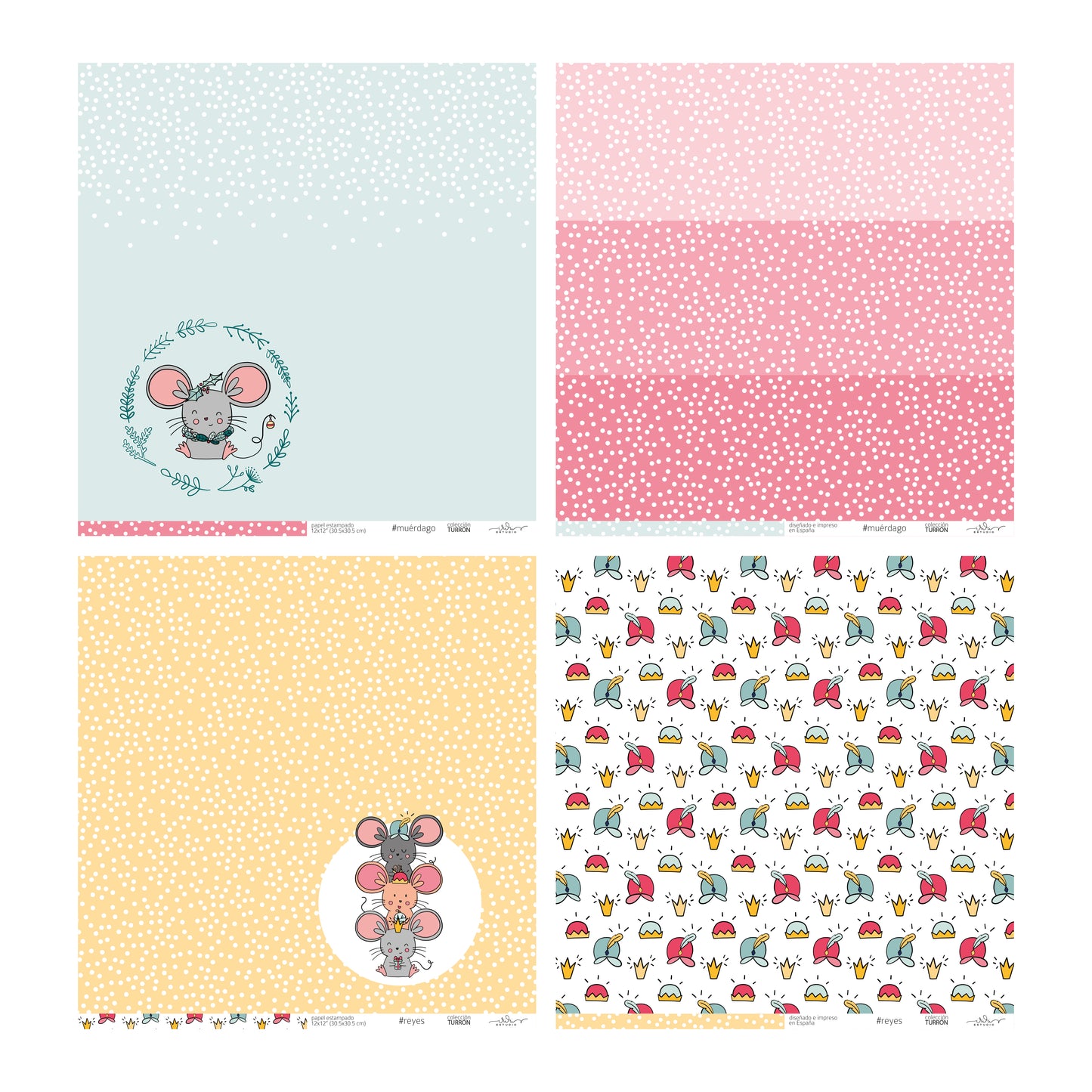 KIT 20 PAPELES TURRÓN 12X12" - REPO BAJO PEDIDO - SCRAPBOOKING
