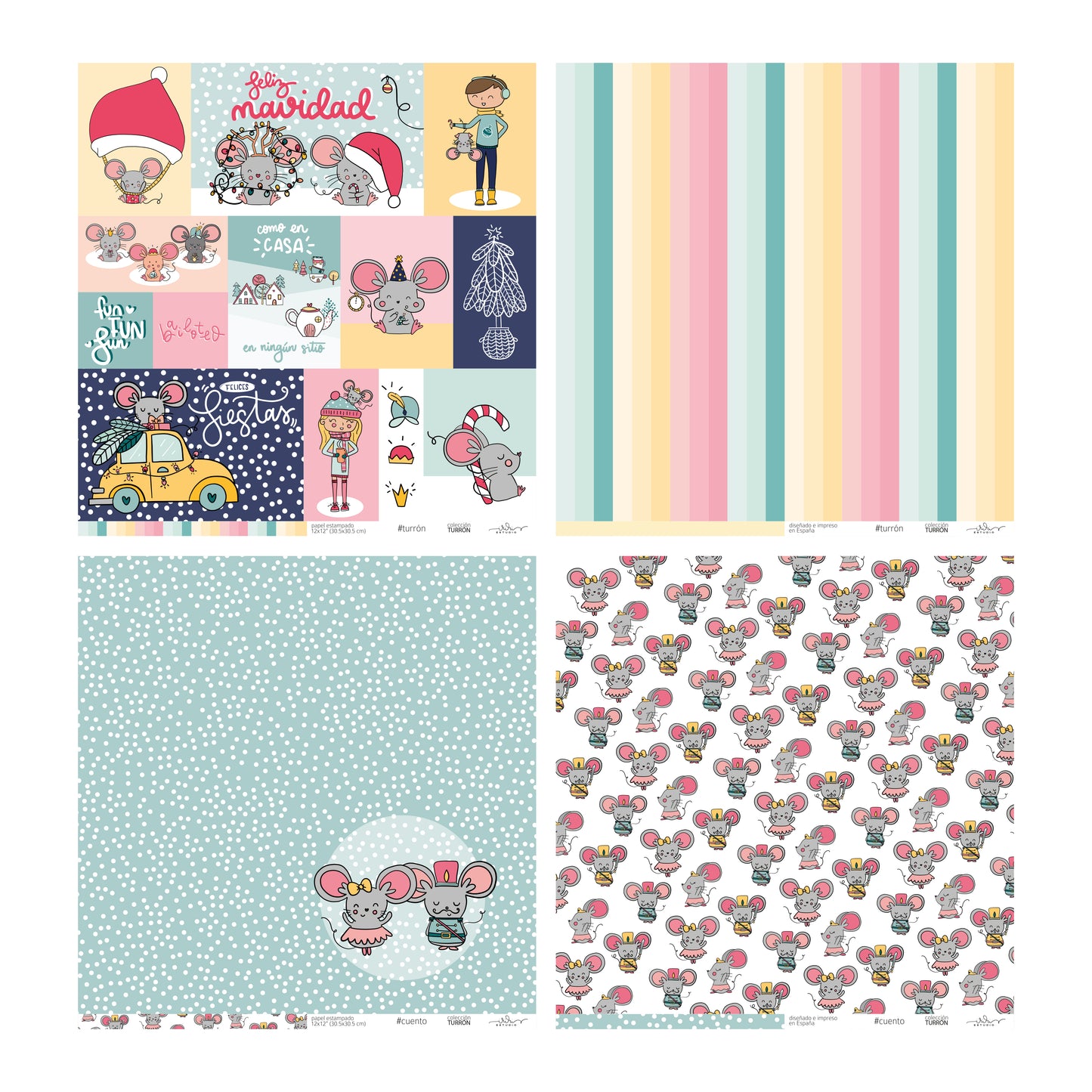 KIT 20 PAPELES TURRÓN 12X12" - REPO BAJO PEDIDO - SCRAPBOOKING