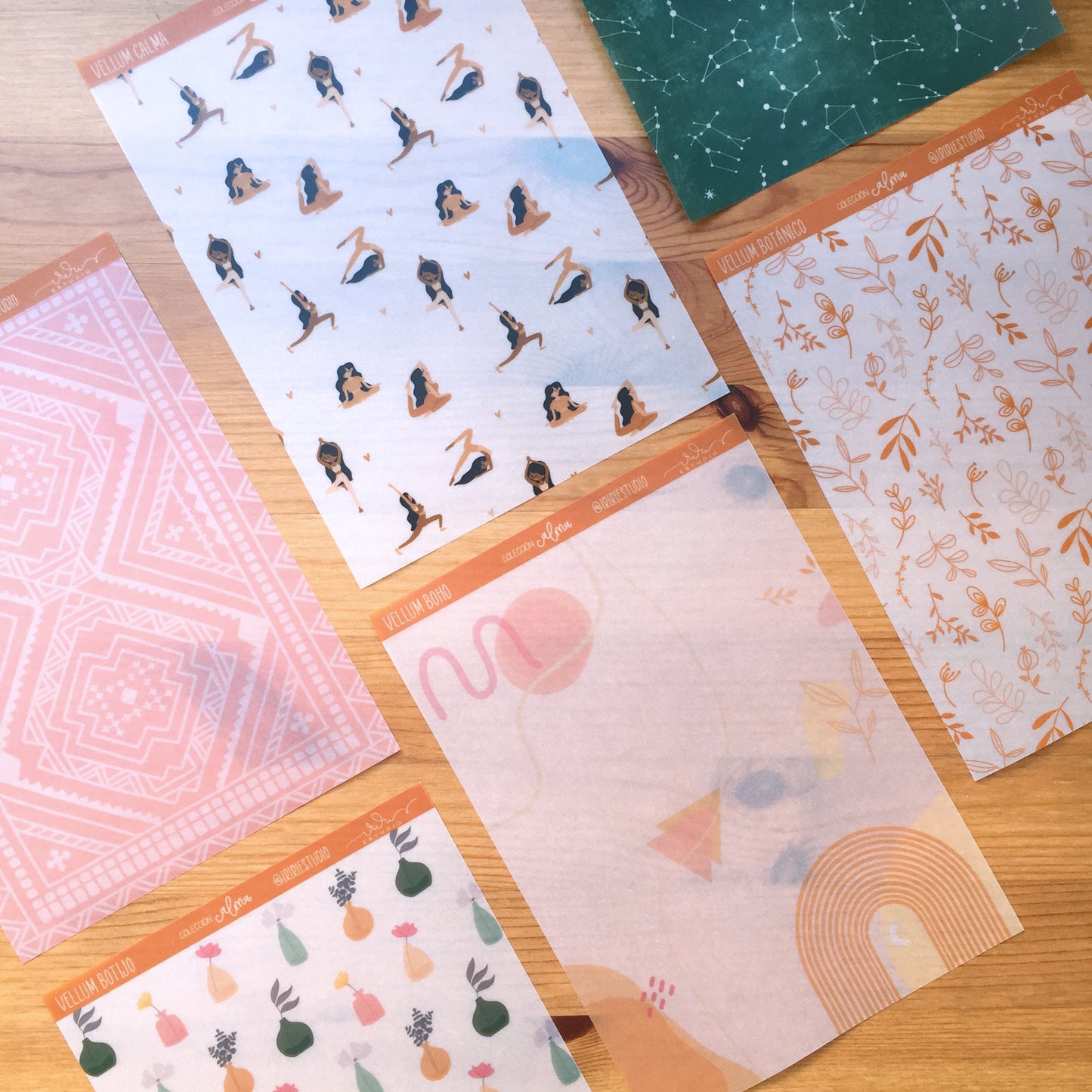 PACK 6 VELLUMS CALMA - REPO BAJO PEDIDO - SCRAPBOOKING