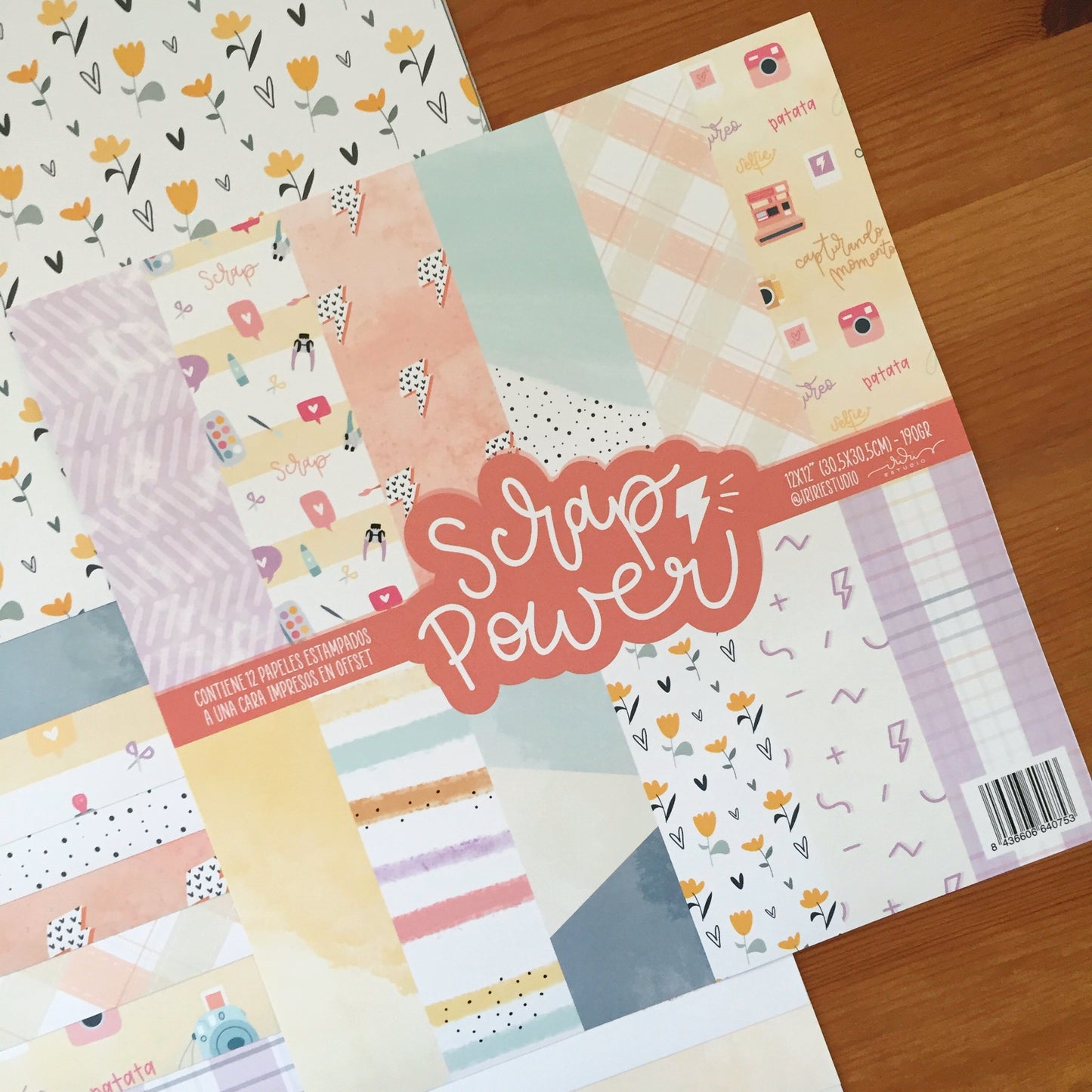 KIT 12 PAPELES SCRAP POWER - 12X12" 1 CARA - SCRAPBOOKING