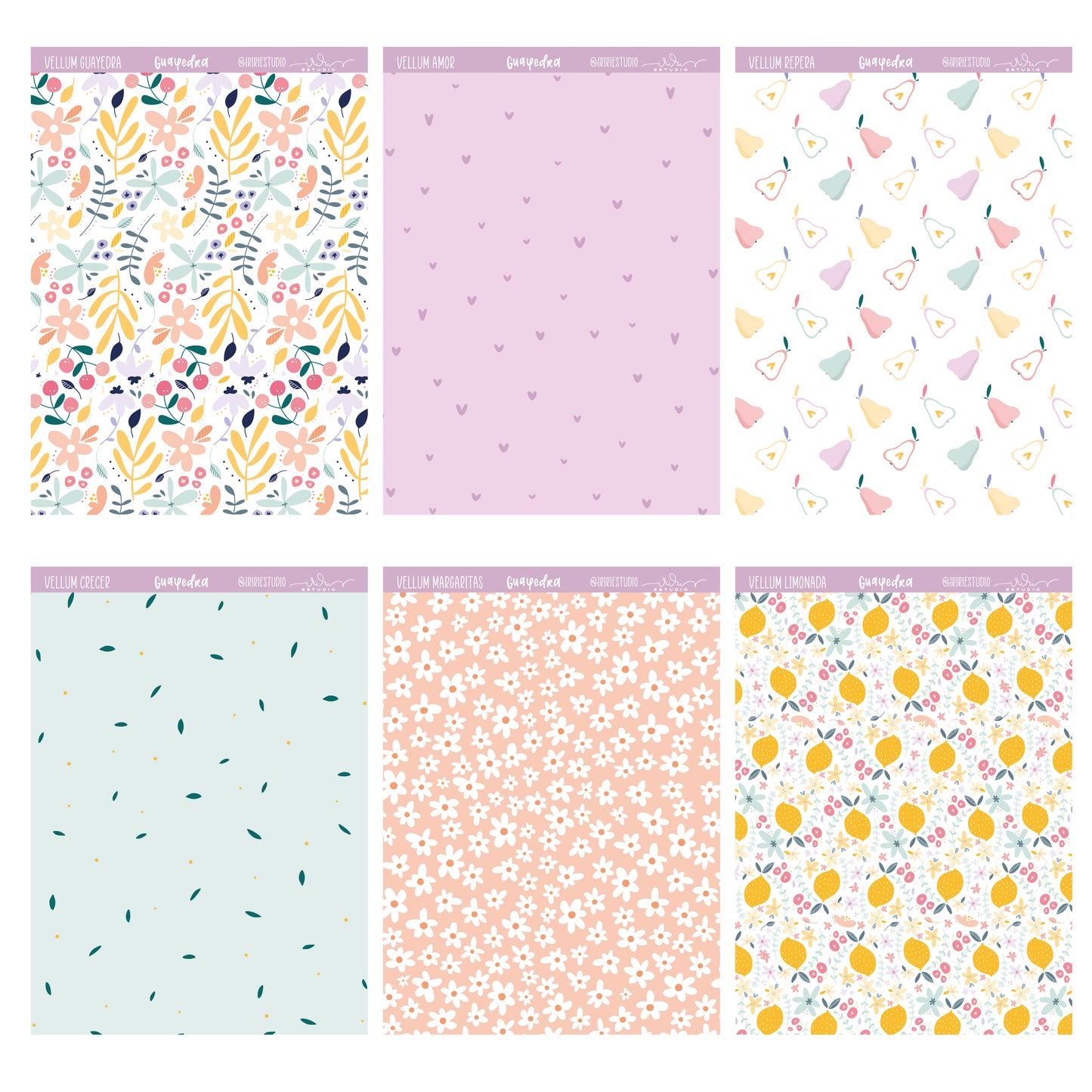 PACK 6 VELLUMS GUAYEDRA - REPO BAJO PEDIDO - SCRAPBOOKING