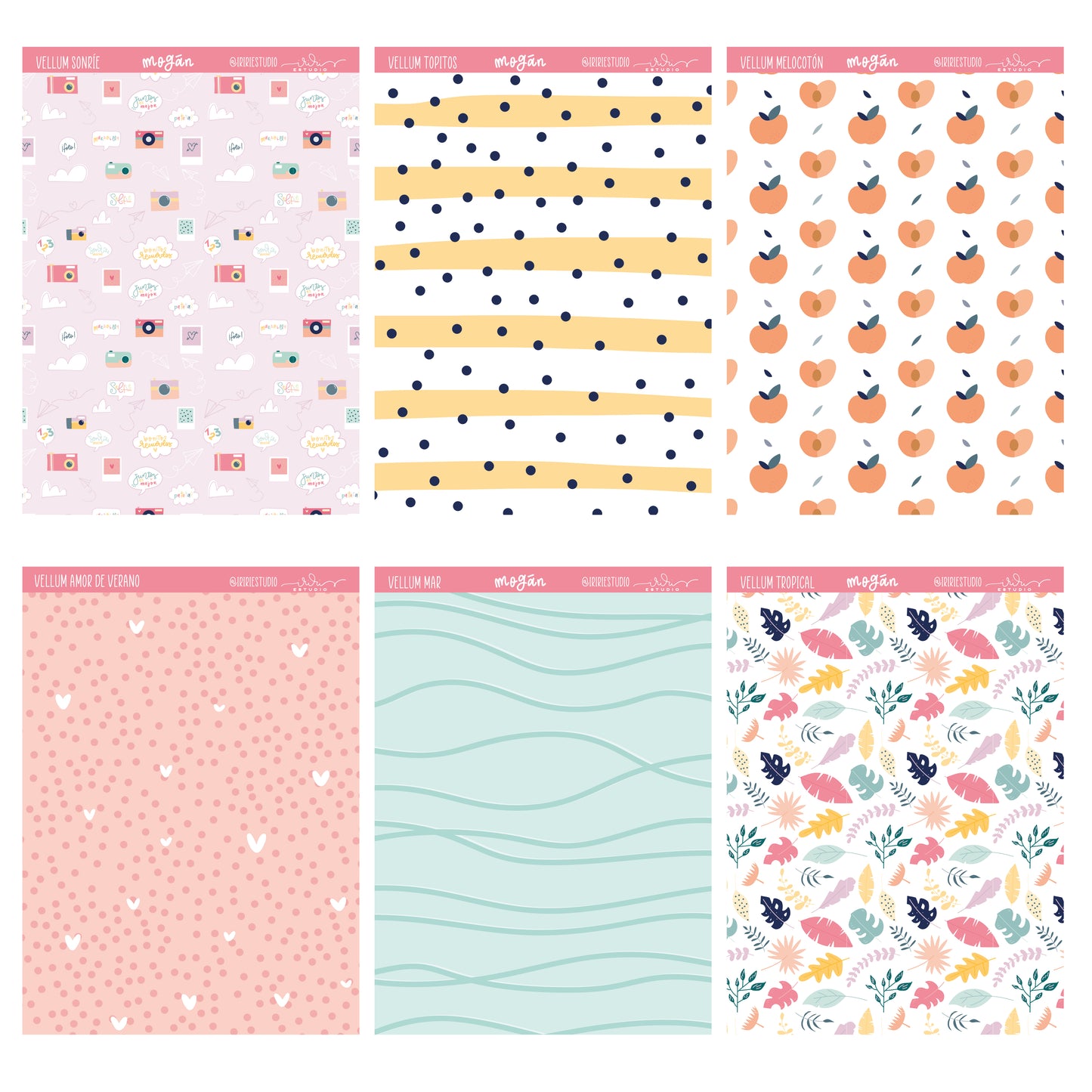 PACK 6 VELLUMS MOGÁN - COLEC. FÉNIX - SCRAPBOOKING