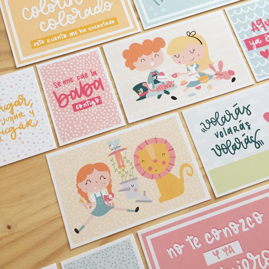 PACK TARJETAS ÉRASE UNA VEZ - COLORÍN COLORADO - REPO BAJO PEDIDO - SCRAPBOOKING