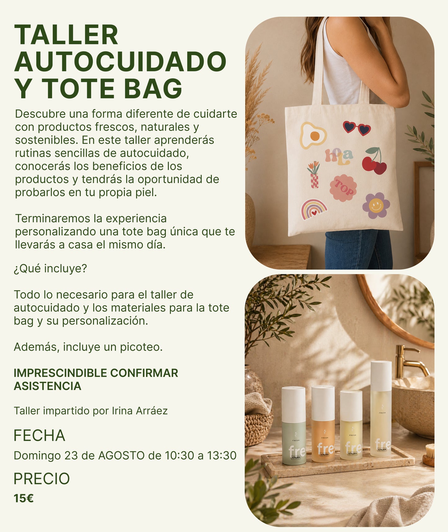 RESERVA TALLER AUTOCUIDADO + TOTE BAG PERSONALIZADA - PRESENCIAL EN GC