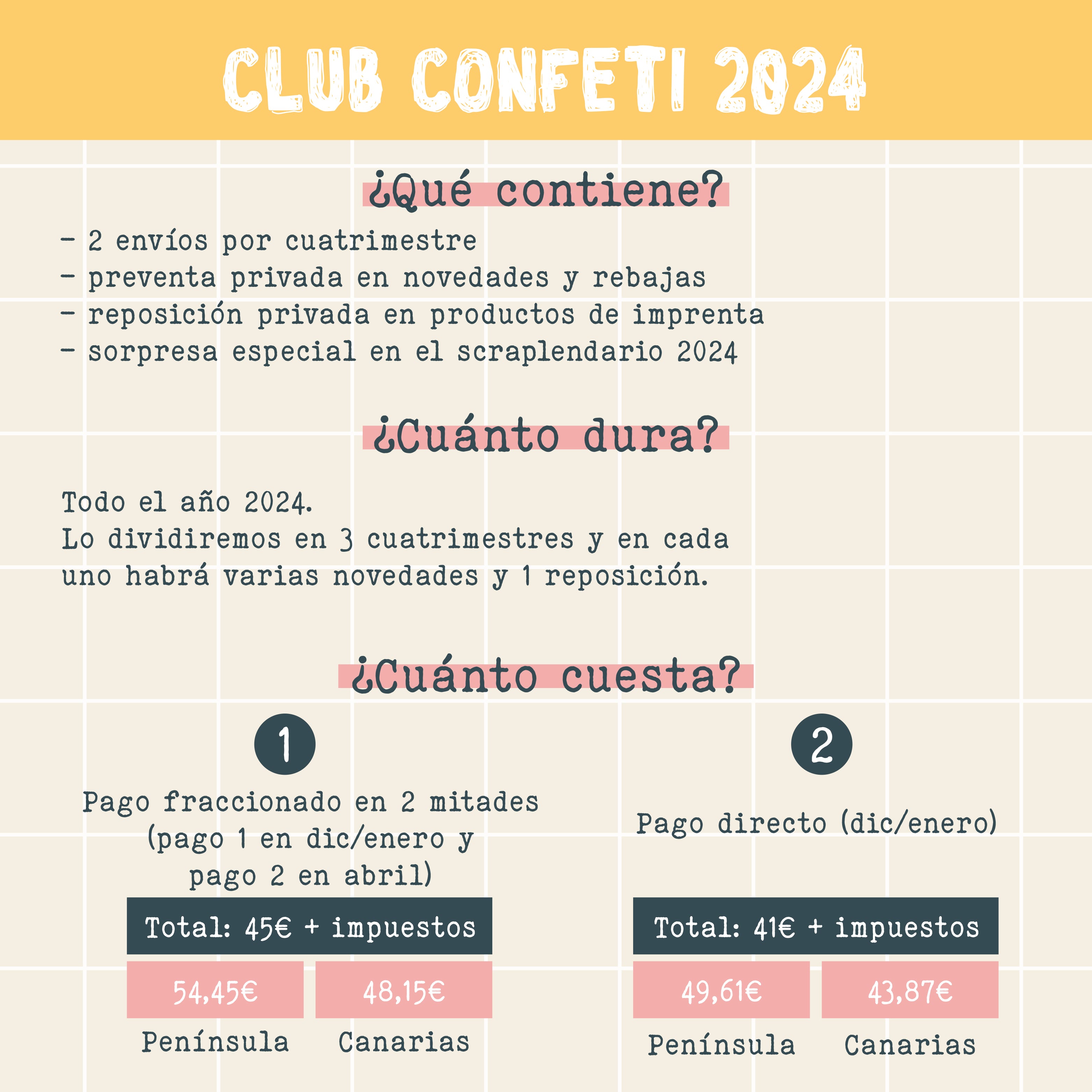 CLUB CONFETI 2024 PAGO 1 FRACCIONADO EN 2 MITADES - SUSCRIPCIÓN ANUAL - SCRAPBOOKING