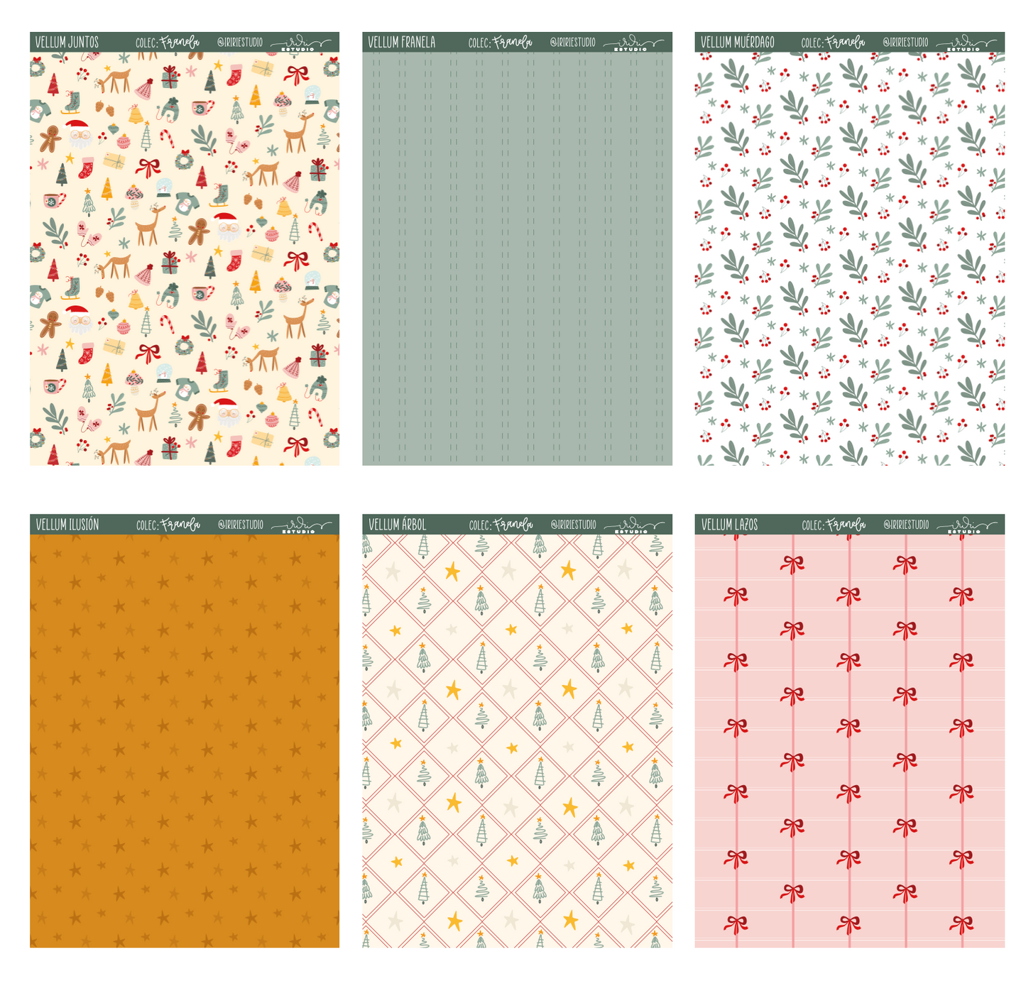 PACK 6 VELLUMS FRANELA - SCRAPBOOKING