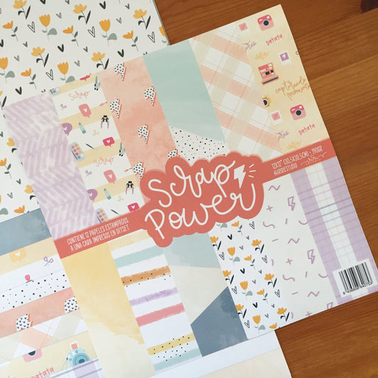 KIT 12 PAPELES SCRAP POWER 12X12" - REPO BAJO PEDIDO - SCRAPBOOKING