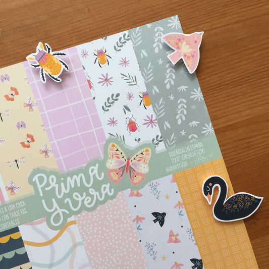 KIT 12 PAPELES PRIMA Y VERA - 12X12" 1 CARA - REPO BAJO PEDIDO - SCRAPBOOKING