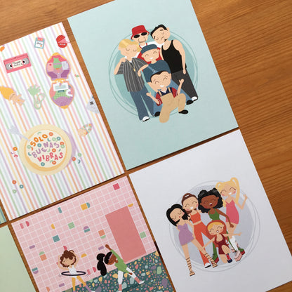 PACK 8 TARJETAS ILUSTRACIONES RETRO - REPO BAJO PEDIDO - SCRAPBOOKING