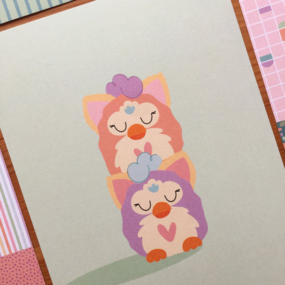 PACK 8 TARJETAS ILUSTRACIONES RETRO - REPO BAJO PEDIDO - SCRAPBOOKING