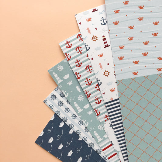 MINI ESTAMPADOS MARINERO - BBC Y EVENTOS - COLEC. INFINITA - SCRAPBOOKING
