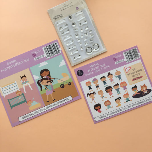 PACK ALEX ( 2 TROQUELES + SELLO MINI EMOJIS) - COL. INFINITA - SCRAPBOOKING