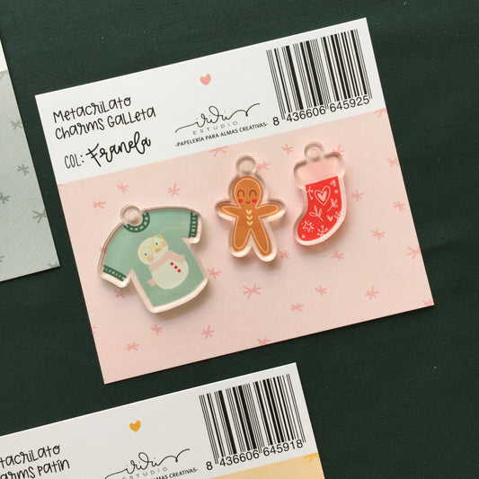 METACRILATO CHARMS GALLETA - FRANELA - SCRAPBOOKING